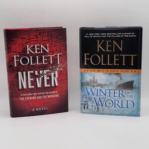 Ken Follett Lot Never + Winter of the World Hardcover 1st Print Thriller Books